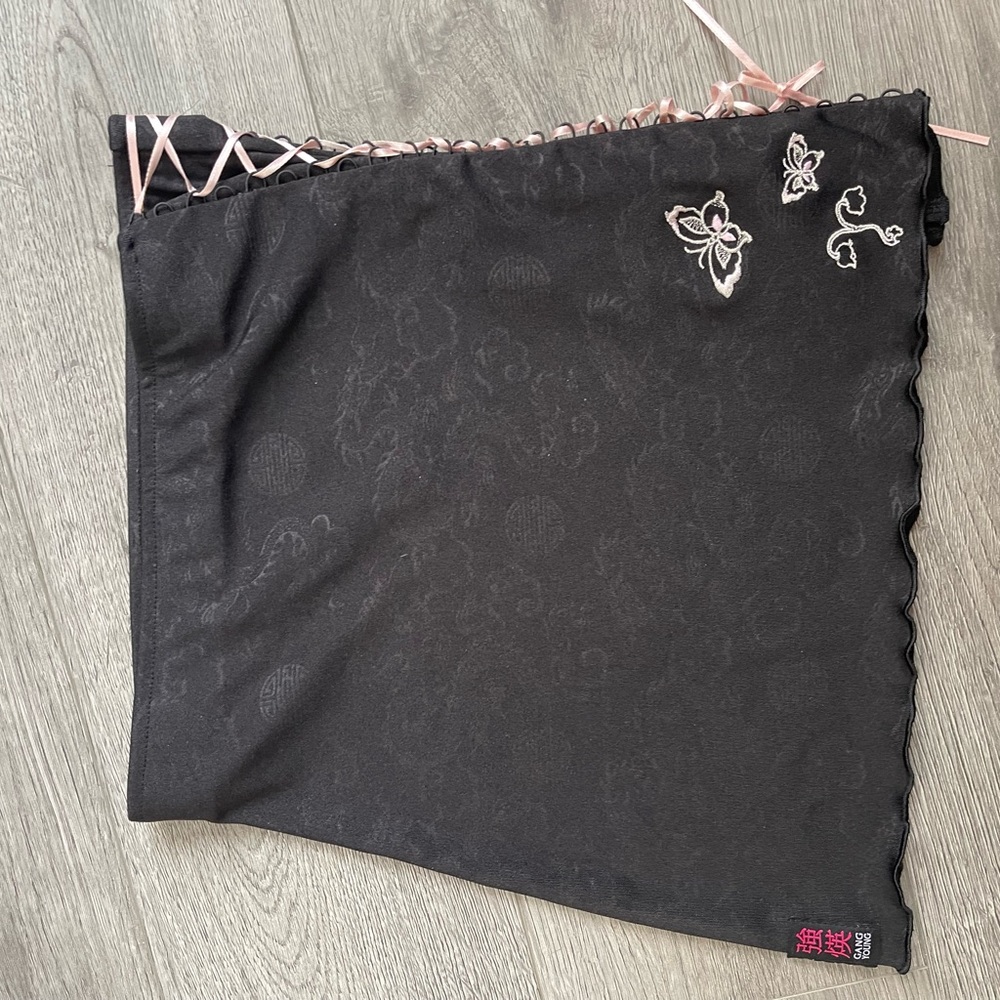 We Gang Young Black Butterfly Mini Skirt